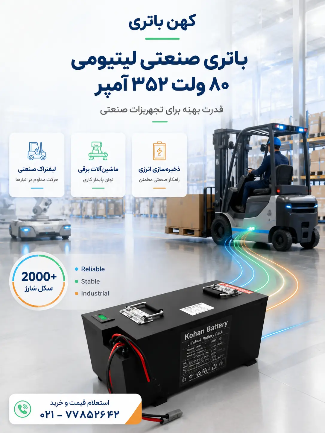 کاربرد باتری لیتیومی صنعتی کهن باتری در تجهیزات حملونقل، لیفتراک برقی و سیستمهای صنعتی با انرژی پایدار