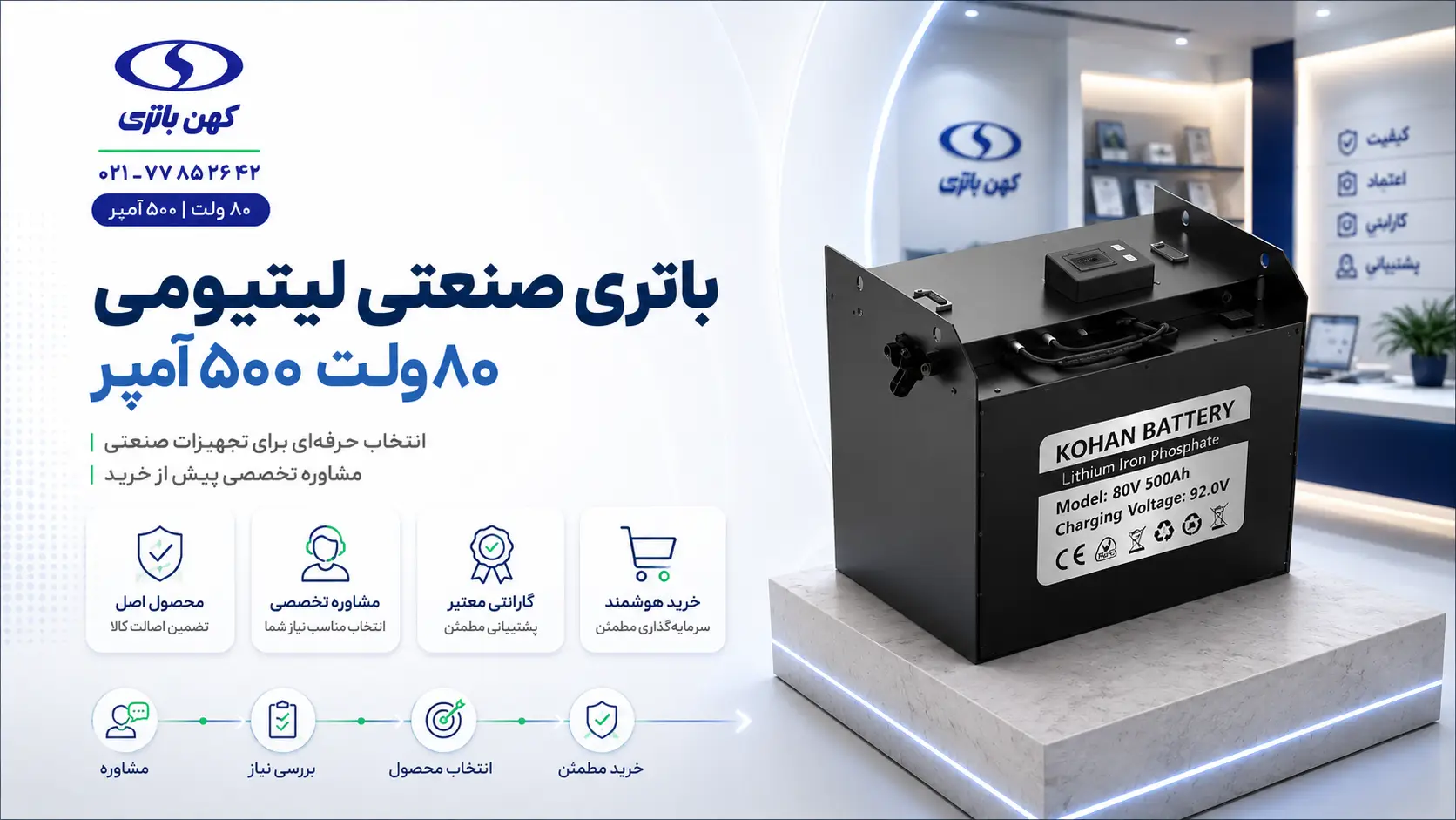 باتری صنعتی لیتیومی کهن باتری 800 ولت 500 آمپر با تأکید بر اصالت کالا، مشاوره تخصصی و خرید مطمئن