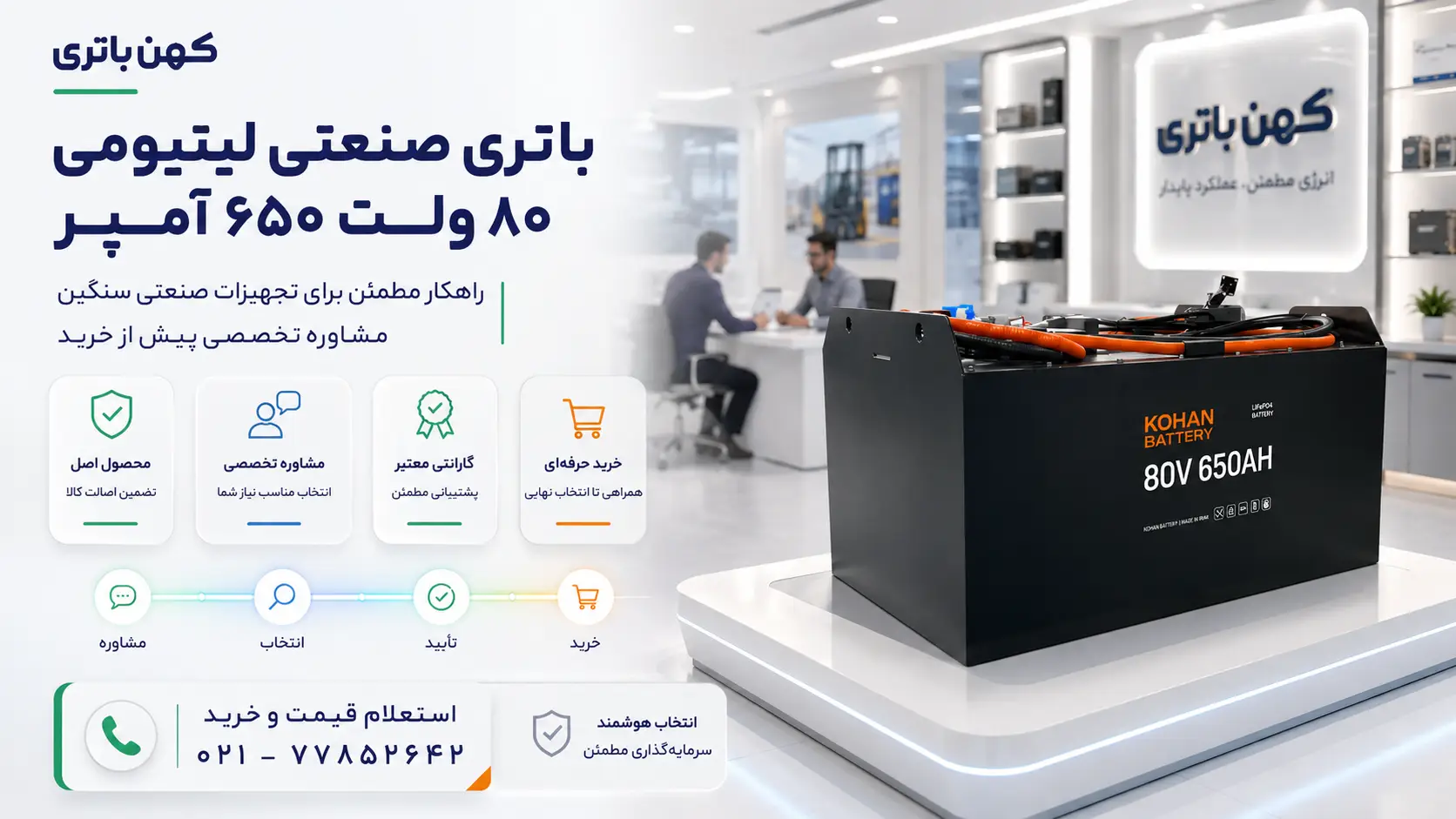باتری صنعتی لیتیومی کهن باتری ۸۰ ولت ۶۵۰ آمپر با تأکید بر اصالت کالا، مشاوره تخصصی و خرید مطمئن