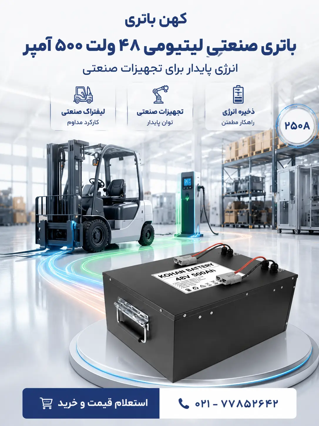 کاربرد باتری صنعتی لیتیومی کهن باتری در تجهیزات صنعتی، لیفتراک و سیستمهای انرژی مداوم